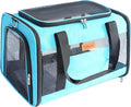 YUNIQUE Soft-Sided Cat & Dog Carrier for Pets Up to 15 Lbs, Airline Approved Collapsible Travel Puppy Carrier with Lightweight Fabric Design (Blue)