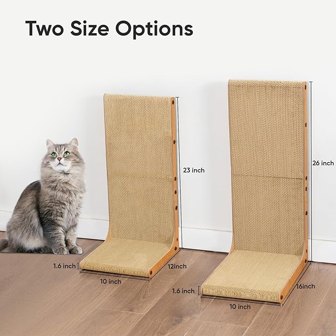 AGYM Cat Scratcher, 26 inch L Shape Cat Scratching Pad for Indoor Cats, Durable Sustainable Cardboard Scratcher, Recyclable Vertical Cat Scratch Pad to Protect Furniture, Large