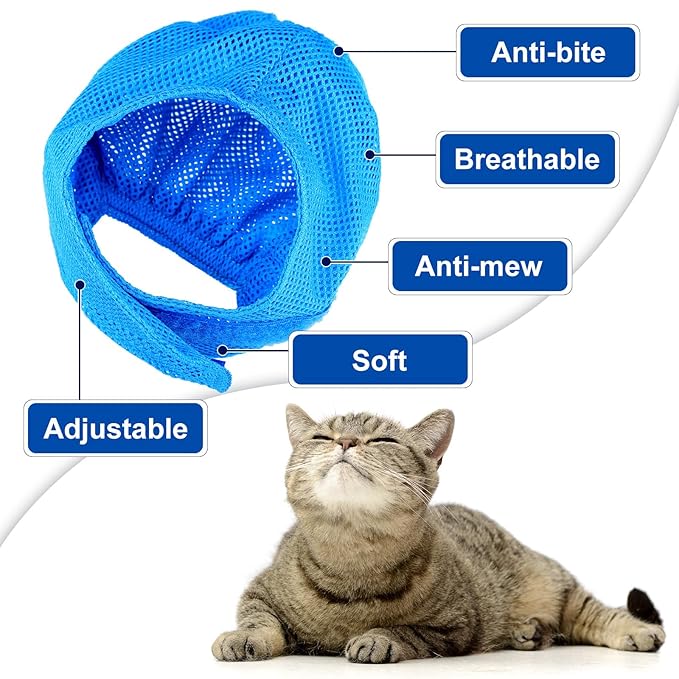 10 Pcs Cat Bathing Bag Set Pet Mesh Shower Bag Anti Bite and Scratch Pet Grooming for Washing Brush, Cat Muzzle, Nail Clipper, Nail File, Tick Tool (Blue and Gray)