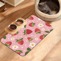 Dog Bowl Mat,Strawberry Pet Feeding Mat for Floors Waterproof,White Daisy Absorbent Dogs Placemat for Food and Water Quick Dry Pet Cat Feeding Mats with Non Slip Bottom 12" x 20"