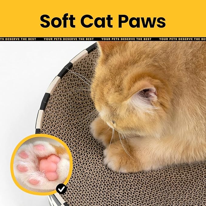 Cat Scratcher Cardboard, 2-in-1 Oval Scratching Pad & Lounge Bed, High-Density Corrugated Board with Enclosed Bottom to Catch Debris, Furniture Protector for Indoor Cats & Kittens
