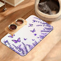Pet Feeding Mat,Lavender Butterfly Absorbent Dog Cat Food Mat Purple Dog Mat with Rubber Backing,Non-Slip Water Bowl Placemat,Pet Supplies 12" x 20"