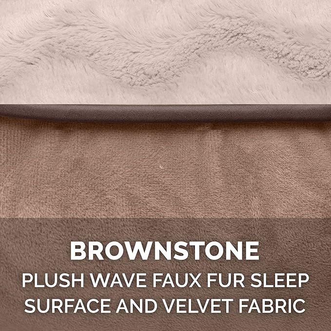 Furhaven Memory Foam Dog Bed for Large Dogs w/ Removable Bolsters & Washable Cover, For Dogs Up to 125 lbs - Plush & Velvet Waves Perfect Comfort Sofa - Brownstone, Jumbo Plus/XXL