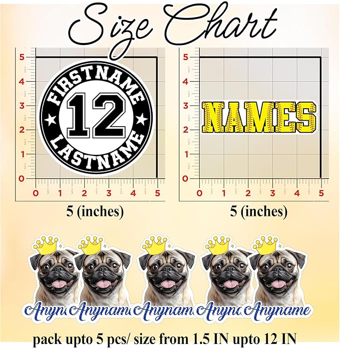 Custom Pet Name Sticker Personalized Text Face Photo Crown King Queen Animal Lovers Decal Waterproof Die Cut Vinyl & Transparent DTF Decal for Laptop Helmet Car Cup Phone Tablet for Male Female