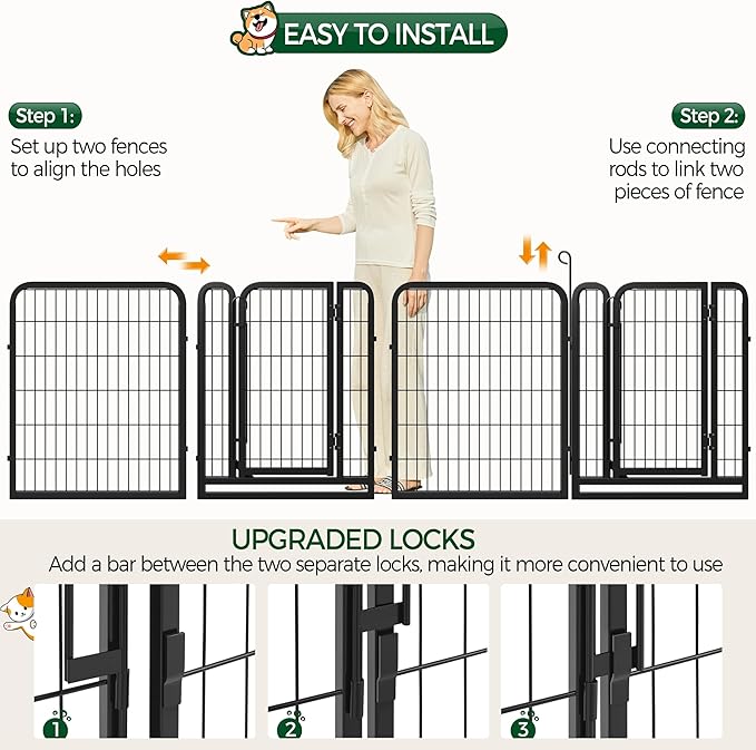 Yaheetech Dog Playpen Outdoor, 32 inch 16 Panels Dog Pen Indoor Heavy Duty Puppy Exercise Pen Metal Pet Fence for RV Camping/Yard/Garden