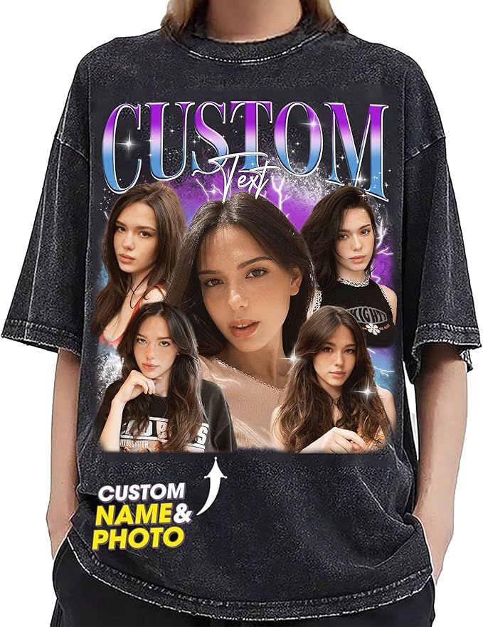 NAZENTI Custom Bootleg Rap Tee, Custom T-Shirts with Picture, Retro Custom Bootleg, Valentine's Gifts for Him Her