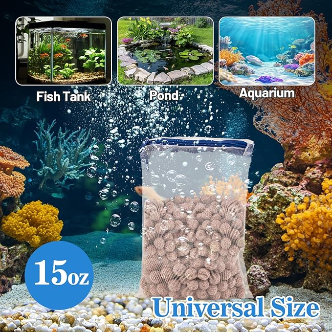 Sukh Ceramic Bio Balls - Fish Tank Sphere Filter Media Nano-Tech Bio-Spheres Bio Media for Aquarium,Fish Tank Sump,Pond,Freshwater,Canister Filter and Koi Ponds,15oz