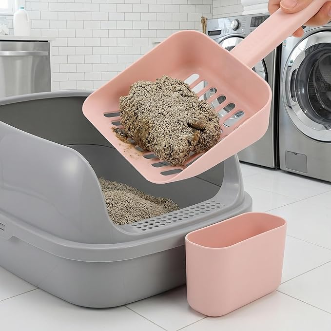 Totority Cat Litter Scoop Set with Holder, Extra Wide Mouth Design for Easy Sifting, Durable and Smooth Cleanup Tool, Perfect for Multi-Cat Households and Daily Pet Waste Removal