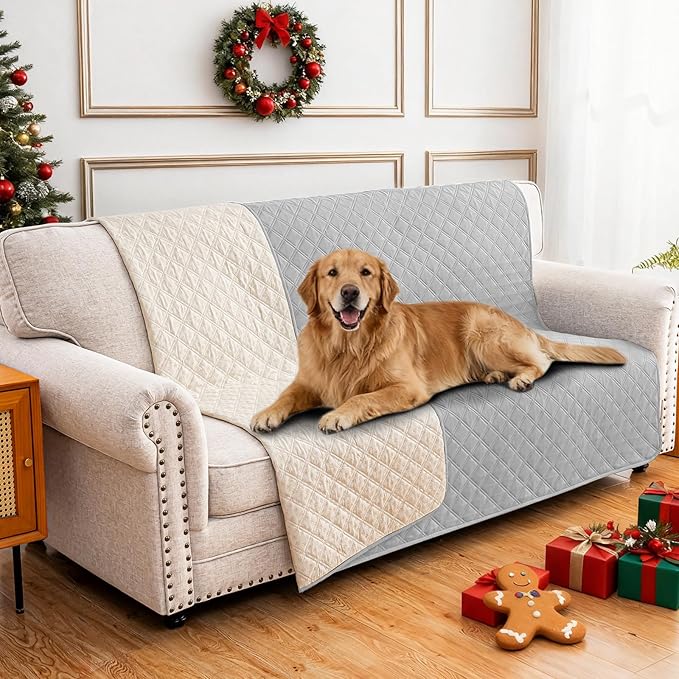 Waterproof Dog Bed Cover Pet Blanket, Soft Couch Cover for Dogs Washable, Non-Slip Dog Blanket Protect Furniture Couch Sofa Car for Puppy Large Dogs Cat (52x82 Inch, Light Grey)