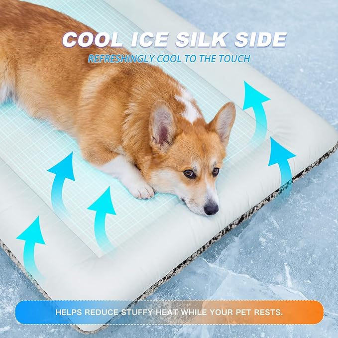Self Warming Cat Bed, Reversible Warming Cooling Cat Bed, Winter Warm Cats Pad & Summer Cooling Cats Mat, Soft Pet Mat for Kitty & Small Dogs, Perfect for Crates, Kennels, Beds, Sofas, Gray, 24"x36"