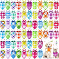 Sweetude 60 Pcs Easter Plaid Dog Bandanas Bulk Easter Pet Scarf Bibs Adjustable Washable Kerchief Holiday Pet Costume Accessories Grooming Supplies for Small to Large Cats Dogs