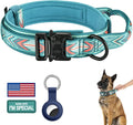 DAGANXI Tactical Dog Collar, Adjustable Military Training Nylon Dog Collar with Control Handle and Heavy Metal Buckle for Medium and Large Dogs, with Patches and Airtags Case (XL, Green Arrow)