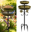 Daoeny Bird Bath for Outside, 42In Vintage Freestanding Birdbaths for Outdoors, Double Metal Bird Bath Feeder Bowls for Garden Patio Yard Lawn Decor, Upgraded 5-Pronged Base (Antique Golden)