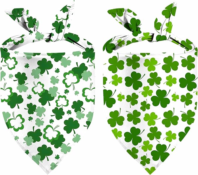 St. Patrick's Day Dog Bandana, 2 Pack Adjustable Holiday Party Pets Saint Patrick Day Bandana Triangle Bibs Lucky Cat Scarf Set