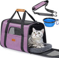 Morpilot Cat Carrier - Cat Carrier Soft for Medium or Large Cats up to 18lbs, with Dual-Sided Cushion, Secure Buckle and Foldable Bowl, Dog Carriers for Small Dogs(Purple)-17.3" L x 12.2" W x 13.4" H