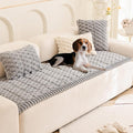 Couch Cover for Dogs Fuzzy Sofa Covers for Pet, Geometric Jacquard Coral Pet-Friendly Washable Non-Slip Sofas Slipcover Cushion Protector Pets Mat Dog Bed Mats Dim Gray 27.6”x 59.06”