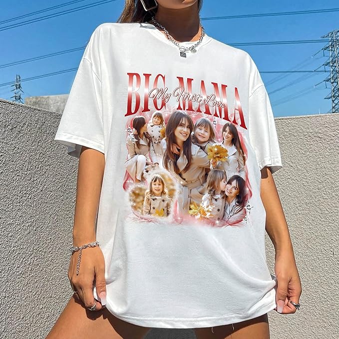 H-DEWALL Custom T Shirts Mineral Wash Tshirt Bootleg Rap Tee Customized Gifts for Boyfriend Birthday Shirts Tops for Women