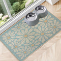 SHIYUE Dog Food Mats for Floors, Absorbent Cat Bowl for Food and Water, Non-Slip Accessories Pet Supplies(16"x24",Sky Blue Flower)
