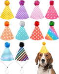 PET SHOW 10 Pack Small Party Hats for Medium Dogs Birthday Stuffed Animals Puppy Adjustable Headband Colorful Holiday Felt Hats Pet Grooming Costume Accessories