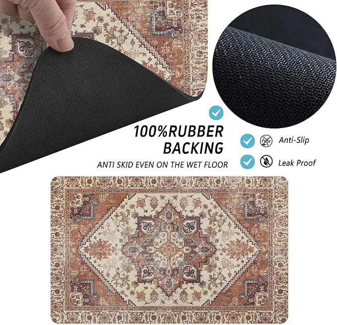 2 Pack Dog Food Mats for Floors, Absorbent and Quick-Drying Pet Cat Food Mat,Anti-Fouling and Easy-to-Clean Pet Feeding Mat,Dog Bowl Mat for Messy Drinking Water Bowls.12 x20+18"x24", Bohemia Style