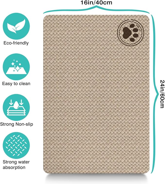Pet Feeding Mat for Floors Waterproof Dog Mat for Food and Water Absorbent Quick Dry Non Slip mat for Cat Bowls