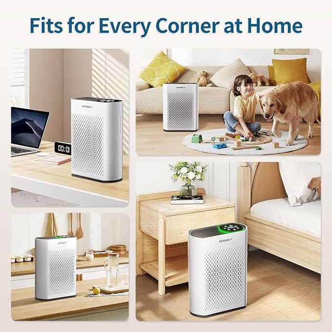 Smart Air Purifiers for Large Room, Cleans 2,400 ft² in 30 Mins, 3-Stage True HEPA, 360° Airflow, Smart WiFi App Control, Real-Time Air Quality (PM2.5) Display, Ultra-Quiet 20dB Sleep Mode, HAP602WF