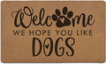 Funny Dog Welcome Door Mats, We Hope You Like Dogs Door Mat for Home Outside Entryway, Outdoor Pet Lover Owner Gift, Artificial Coir Doormat Rugs for Patio Kitchen Decor, 17x30 Inch