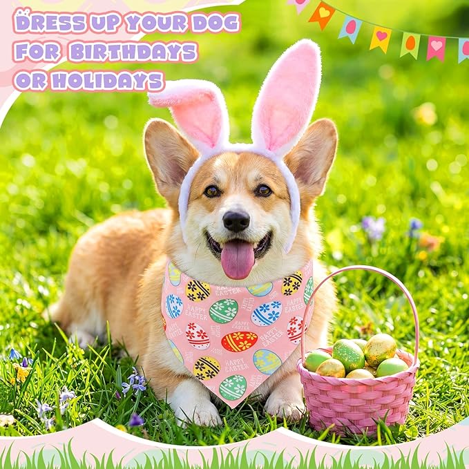 Aliceset 180 Pack Easter Dog Bandana Bulk, Easter Bandanas for Dog, Washable Adjustable Pet Triangle Scarf Bib for Small Medium Large Puppy Holiday Costumes Accessories