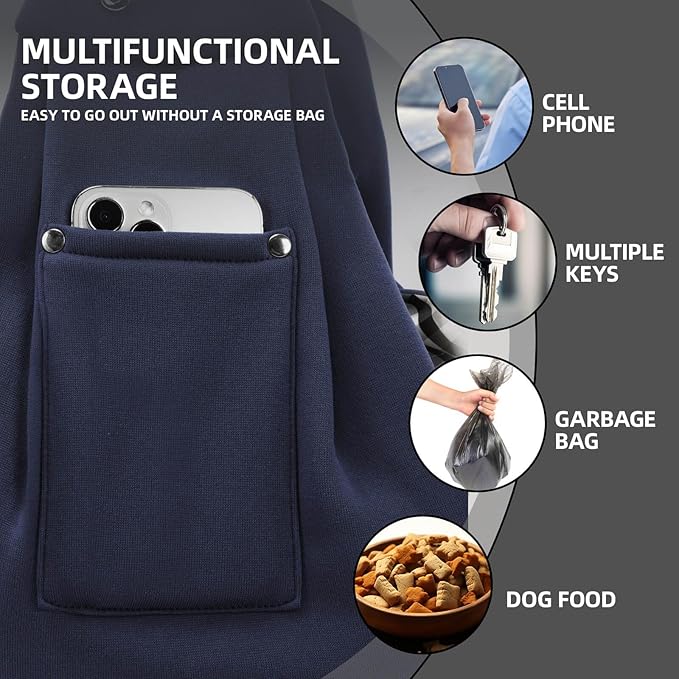 Dog Carrier Sling - Reversible Puppy Carrier Purse with Storage Pocket, Hand-Free Dog Sling Carrier for Carry Small Dogs and Cats, Travel Safety Harness, Dog and Cat Harness (Dark Blue)