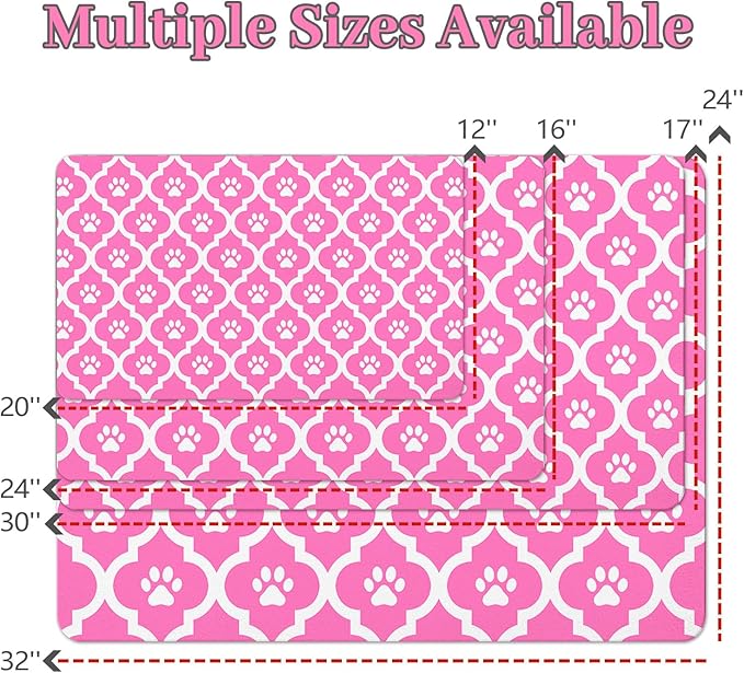 Dog Food Mat 16X24 Inch Pet Feeding Absorbent Mats for Floor Cat Water Bowl Placemats Non-Slip Washable Dog Mat for Food and Water