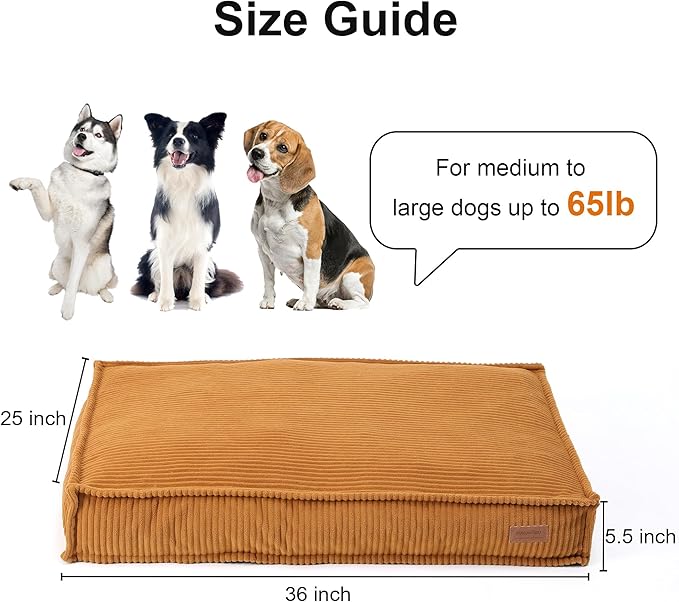 FUKUMARU 5.5-Inch Thick Dog Bed Mat, Washable Cat Bed with Waterproof Lining, Orthopedic Dog Beds for Senior Dogs, Cozy Flat Dog Kennel Bed for Crate, Non-Slip Pet Pillow Bed, Orange