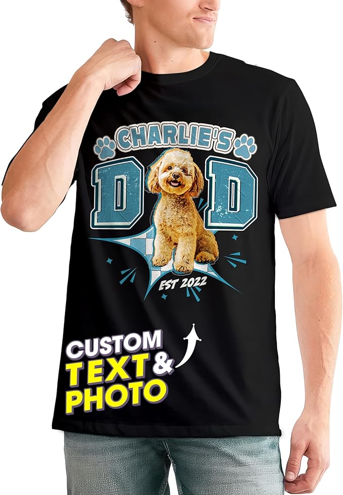 JIX & JOKY Custom Your Own Bootleg Rap Shirts with Dog Faces Custom Pet Shirt for Men Graphic Tshirt Gift Idea for Pet Lovers