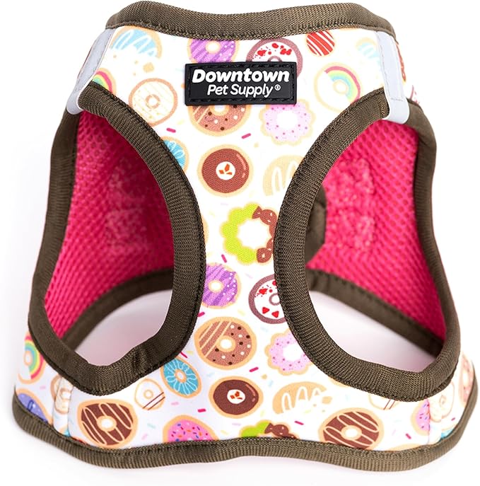 Downtown Pet Supply Step-in Dog Harness – No Pull, Adjustable Padded Mesh with Reflective Trim, Secure Buckle Strap – Comfortable & Breathable Small Dog Harness, Smal, Donut