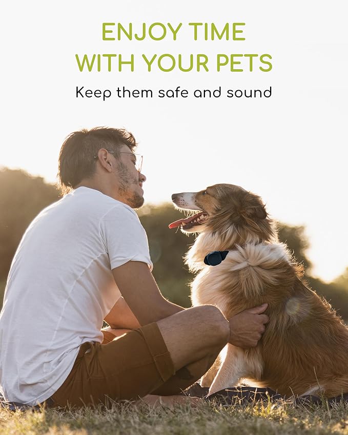 Dog Tracker, Smart Dog Collar with Real-time Pet Location, Cat Tracker Collar (iOS Only), No Monthly Fee & Long Battery Life, Works with Find My, Ideal for Dog/Cat (White)