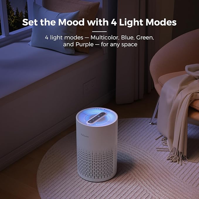 Purivortex Air Purifiers for Home, Quiet HEPA Air Filter for Pollen, Smoke, Dust, Pet Dander, Odor, Hair, Covers Up to 880 Sq Ft, PX500 White