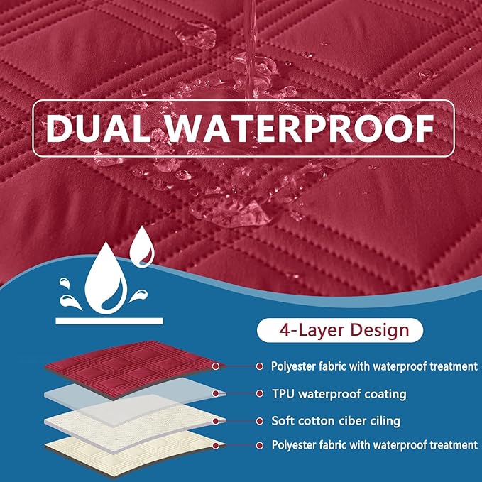 hyha Waterproof Dog Blanket, Reversible Pet Bed Blanket, Soft Sofa Couch Cover for Dogs Washable, Waterproof Pet Couch Covers for Sofa Puppy Cats Furniture Protector(40"x70", Wine Red/Beige)