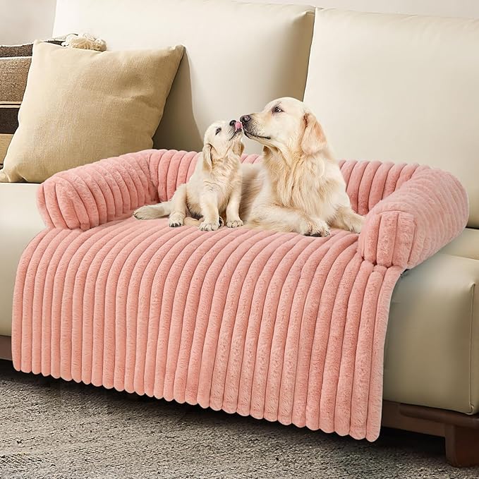 Wn's Day Luxurious Dog Couch Bed, Washable Calming Dog Couch Cover, Removable Couch Protector for Dogs, Waterproof Sofa Bed, Pet Bed Mats for Couch, Pet Couch Covers for Sofa(Pink, XL)