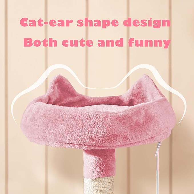 Yaheetech Cat Tree, 70.5in Cat Tower for Indoor Cats, Multi Level Cat Condo Activity Center Play House with Hammock, 2 Plush Perches, Dangling Ball, Pink