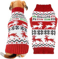 Dog Christmas Sweater Xmas Pet Clothes Cute Reindeer Christmas Dog Costume Outfits Holiday Knitwear Puppy Cat Jumpers New Year Gifts for Small Medium Large Dogs(Red Runing Deer,XXL)