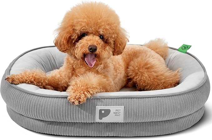 Orthopedic Small Dog Bed,Dog Sofa with Egg Crate Foam Couch Bed with Four-Sided Bolster, Removable Cover & Non-Slip Bottom Grey S
