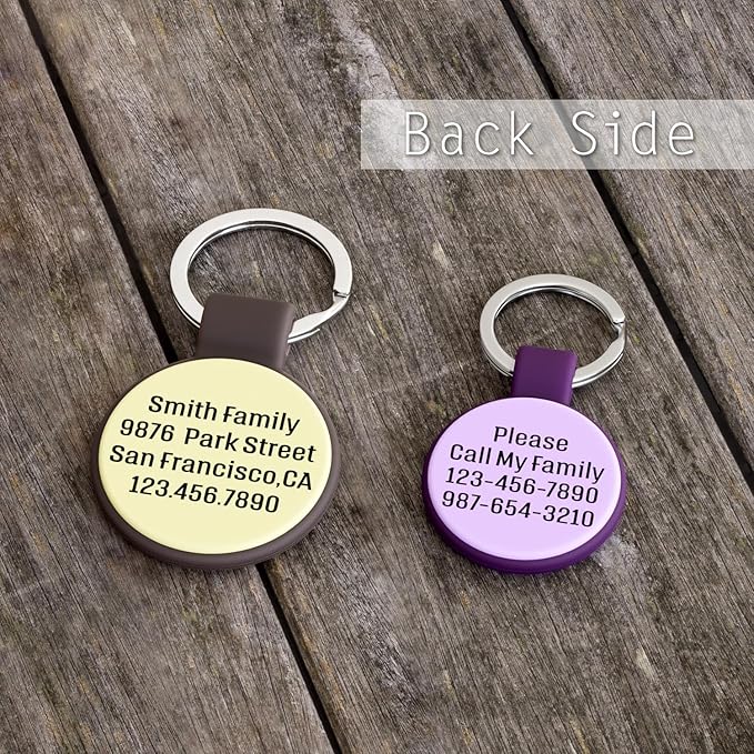 Silent Silicone Dog Tags, Custom Engraved Pet ID Tags for Cats and Dogs, Personalized Small Size Cat Tags with Cute Designs (Symbols, Regular)