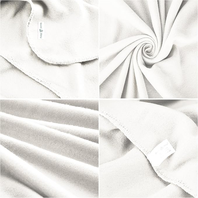 Fleece Throw Blankets Bulk Fleece Blankets Solid Wholesale Lightweight Warm Soft for Pet Bed Sofa Couch Office Wedding Gifts Travel Seasons White 50x60 Inches Pack of 6