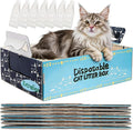 Hiceeden 8 Pcs Disposable Litter Box for Cats, 16.9" x 12.4" x 5.4" Travel Cat Litter Boxes with Disposable Scoops, Portable Cardboard Litter Box with Double Waterproof Coating, Blue