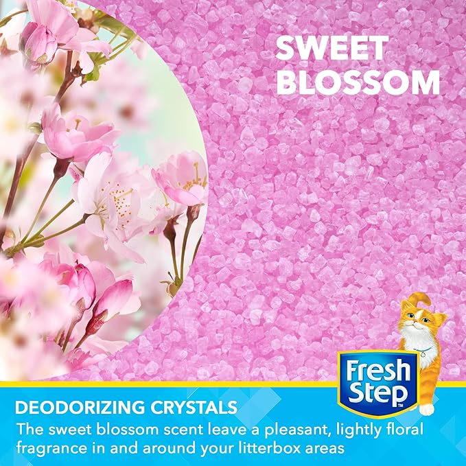 Fresh Step Cat Litter Crystals Deodorizer, Non Toxic Odor Neutralizing Crystals for Litter Boxes that Help Control Smells and Keep Home Areas Fresh, Sweet Blossom Scent, 30 Ounce