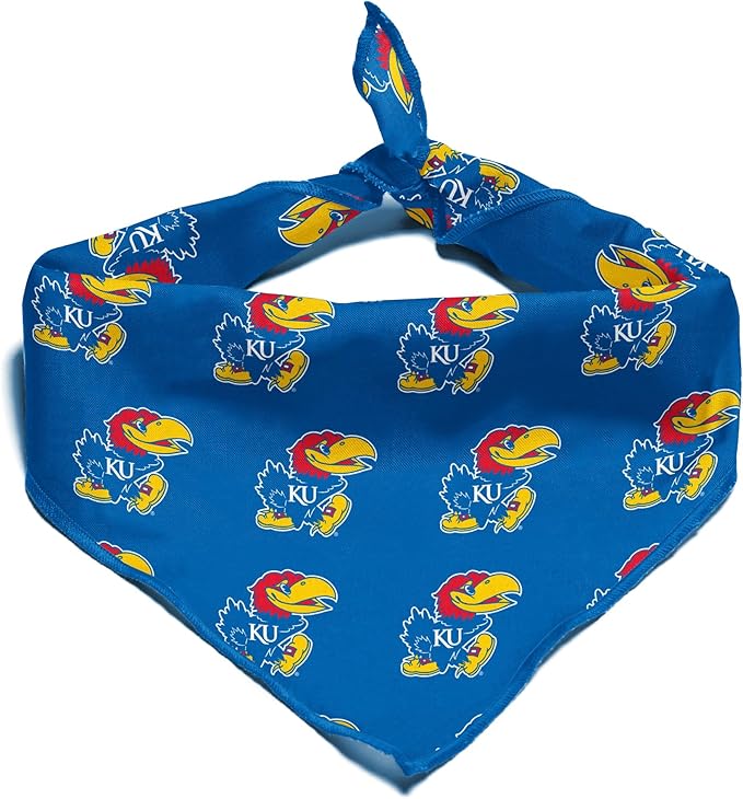 Kansas Jayhawks Officially Licensed Bandana for Dogs and Cats | Fits Pets Great Gift Idea | Easy-to-Tie (Small, 13")