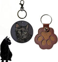 3PCS Cats & Dogs Pet Paw Print Keychain – White Leather Memorial Keychain Holds Pet Fur, Pet Lover Gift