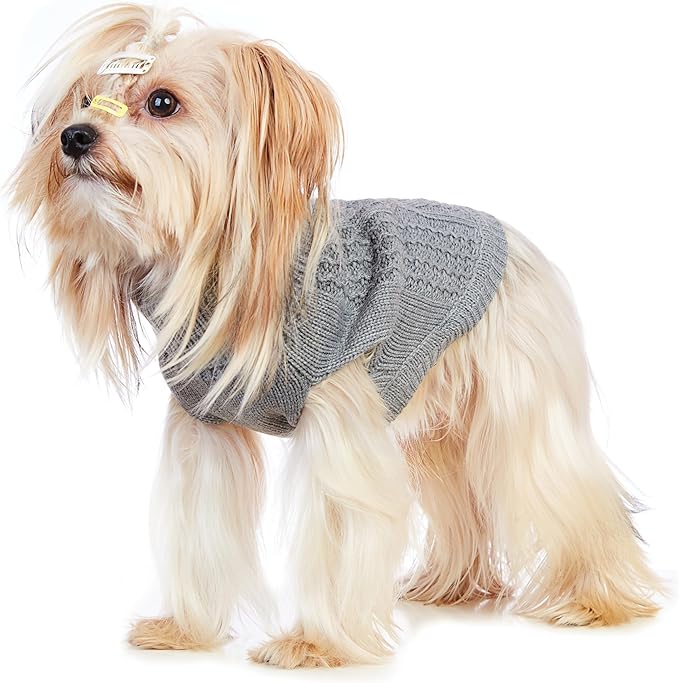 Stretchy Cat Sweater - 17 Colors & 6 Sizes | Snug Winter-Ready Knit for Boy/Girl Cats & Kittens(Grey, Large)