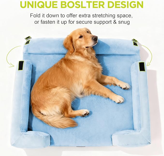 Orthopedic Dog Beds for Large Medium Dogs, Big Waterproof Memory Foam Pet Couch Bed with Removable Washable Cover, Tennis Ball Toy, 36x27