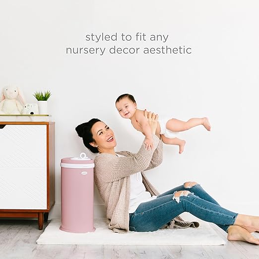 Ubbi Stainless Steel Diaper Pail, Odor Locking, No Special Bag Required, Award-Winning, Registry Must-Have, Fig Blossom