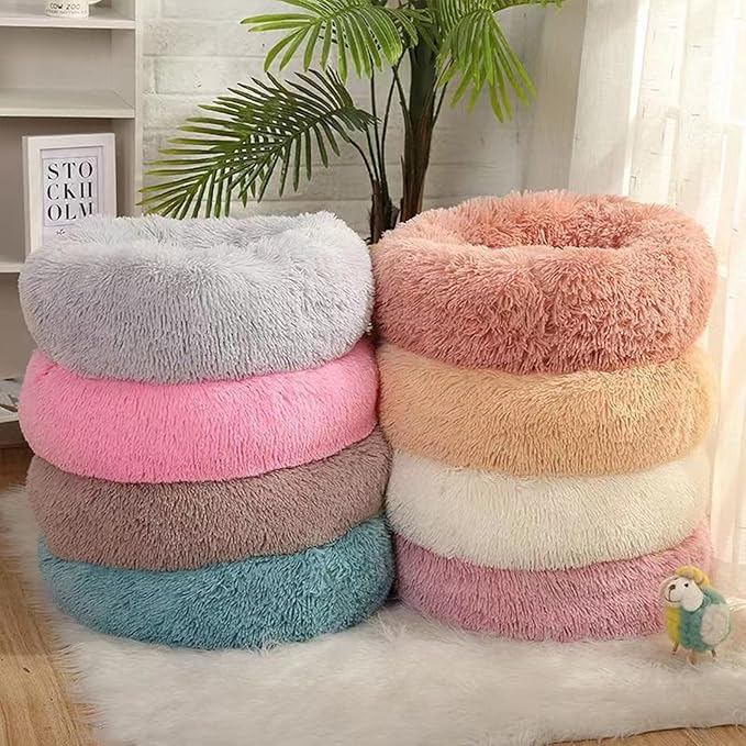 Nisrada Cat Beds for Indoor Cats,24 Inch Dog Bed for Small Melium Large Dogs, Washable-Round Pet Bed for Puppy and Kitten with Slip-Resistant Bottom